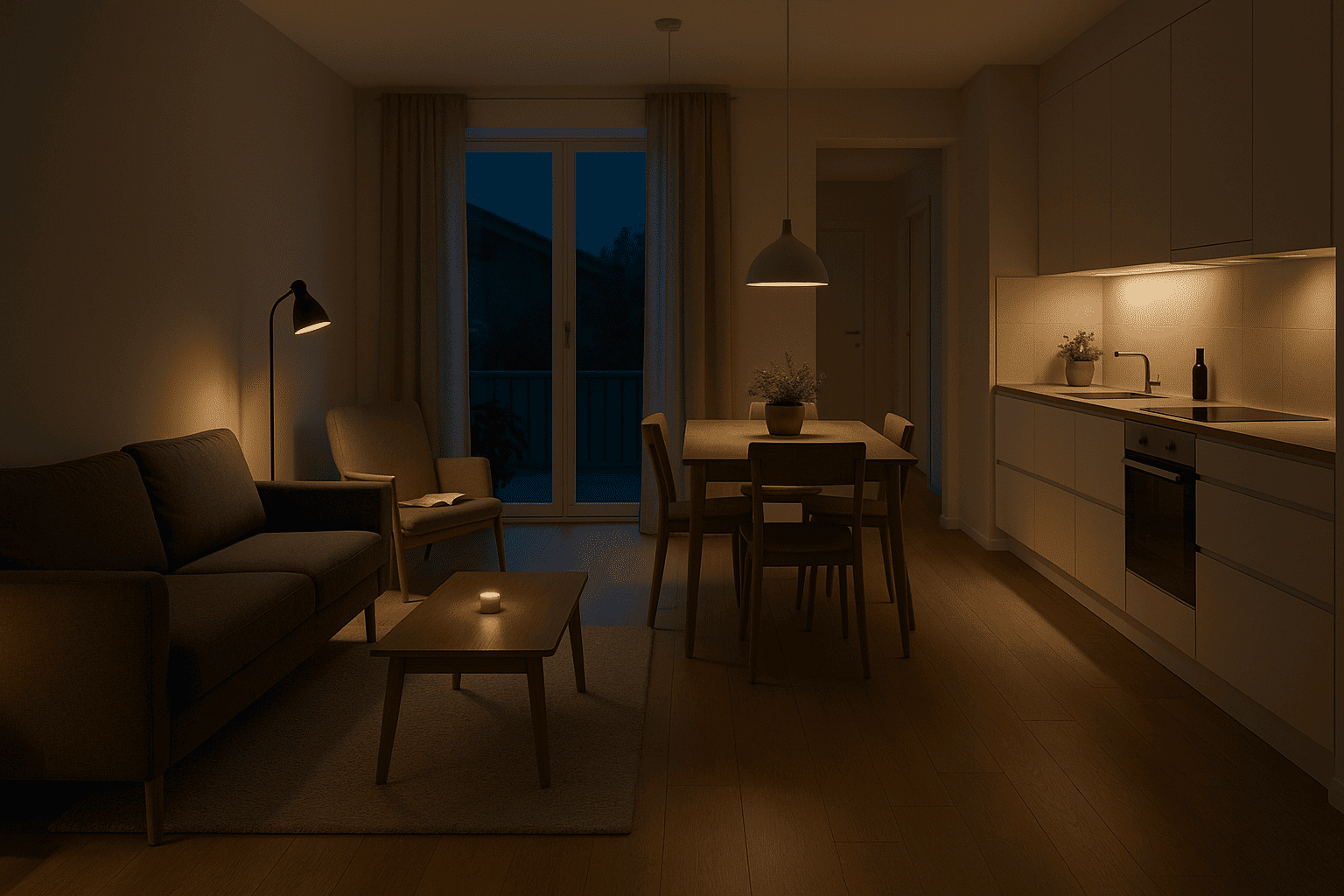 Lyszoner i stue og køkken